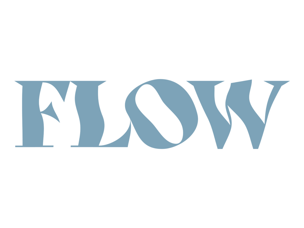 Logo der Website mit dem Schriftzug "FLOW"